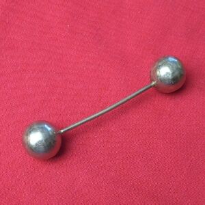 Antique Silver Baby Rattle 4.5" Long Dumbell Shape